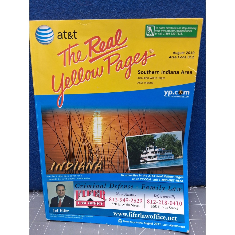 AT&T Real Yellow Pages Southern Indiana August 2010 Area Code 812 Phone Book